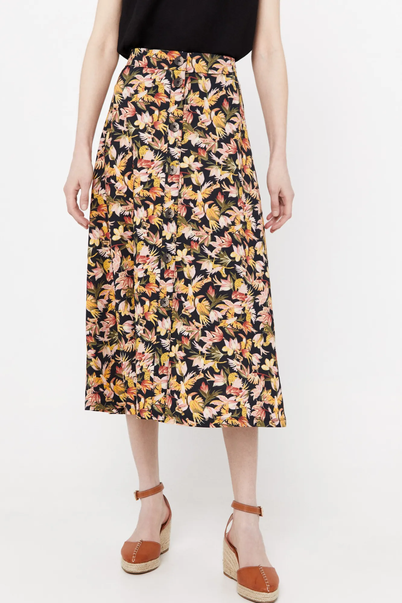 Cortefiel Falda Capa Midi Multicolor Hot