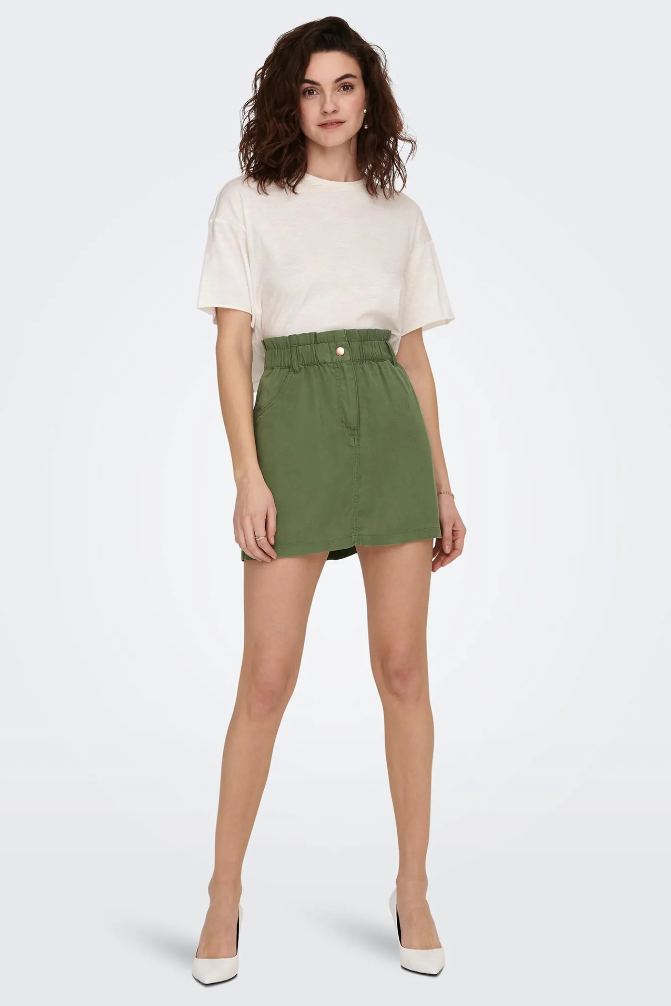 Only Falda Corta Algodon Verde Online