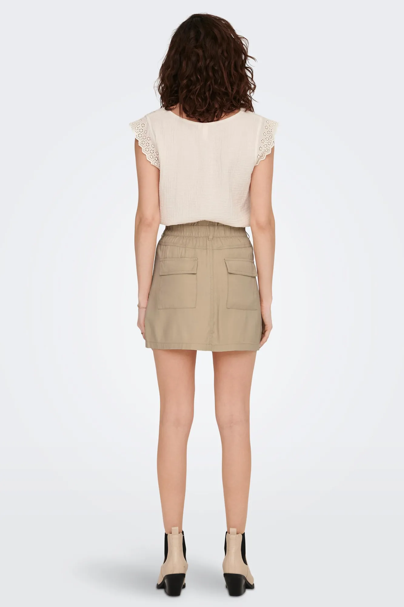 Only Falda Corta Algodon Beige Medio New