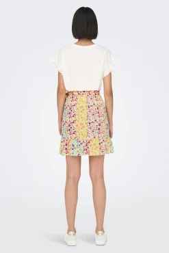 Only Falda Corta Cruzada Amarillo Clearance