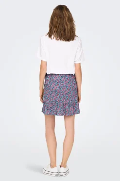 Only Falda Corta Cruzada Azul Medio Outlet