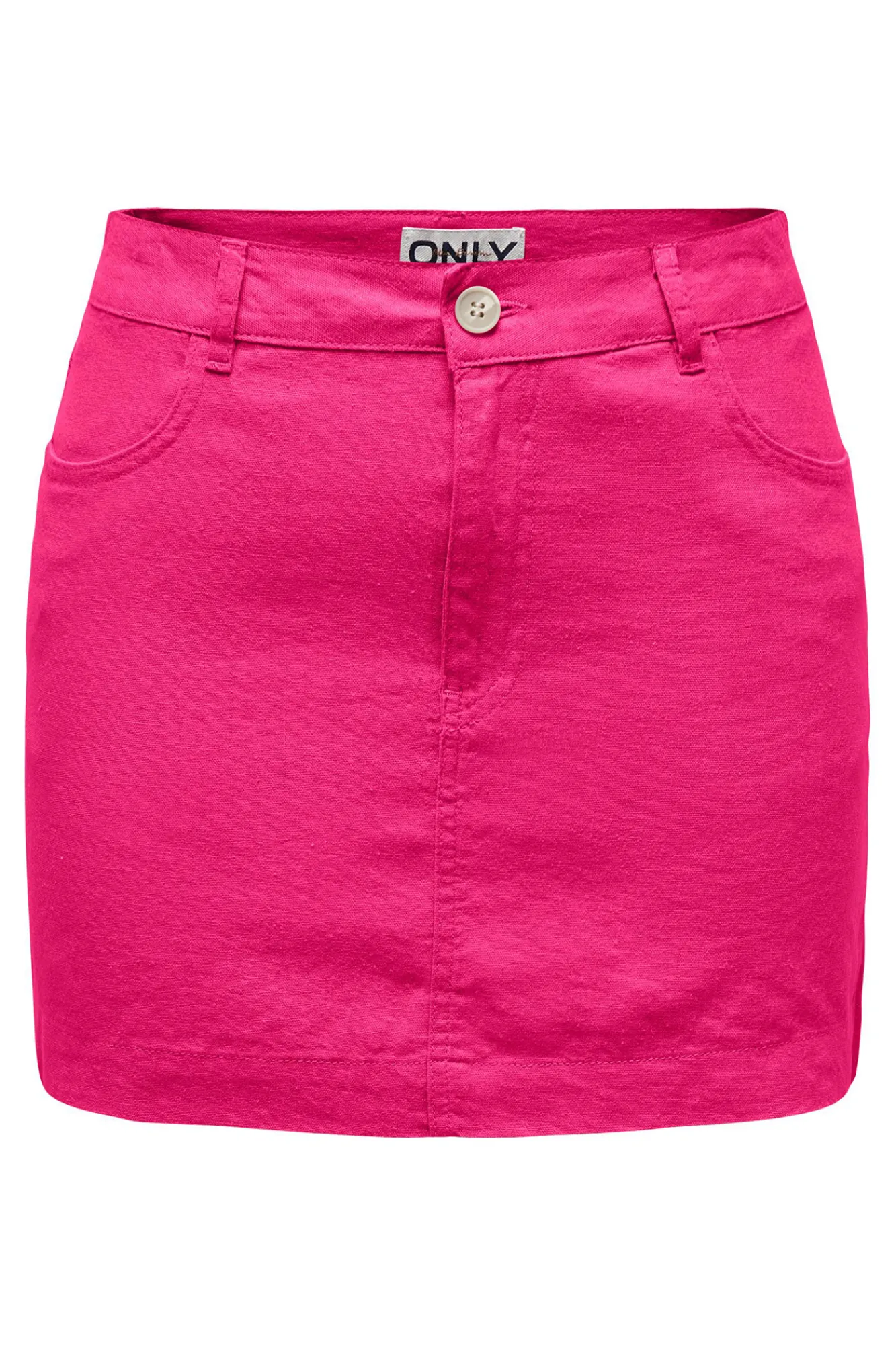 Only Falda Corta Lino Algodon Rosa Clearance