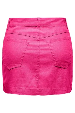 Only Falda Corta Lino Algodon Rosa Clearance