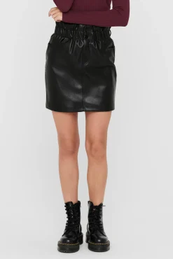 Only Falda Corta Polipiel Negro Clearance