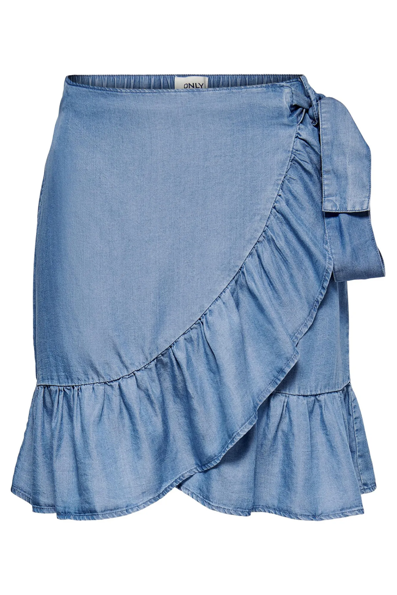 Only Falda Corta Tencel Cruzada Azul Medio Hot