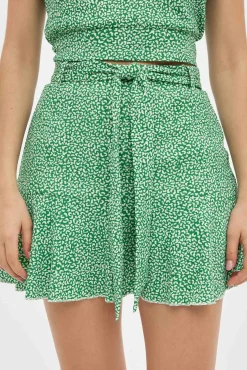 Inside Falda Corta Volante Estampada Estampado Verde Outlet