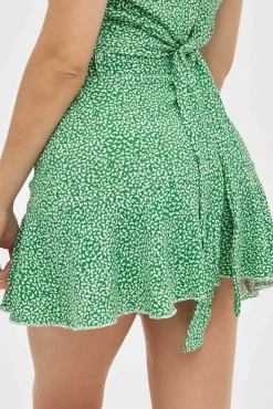 Inside Falda Corta Volante Estampada Estampado Verde Outlet