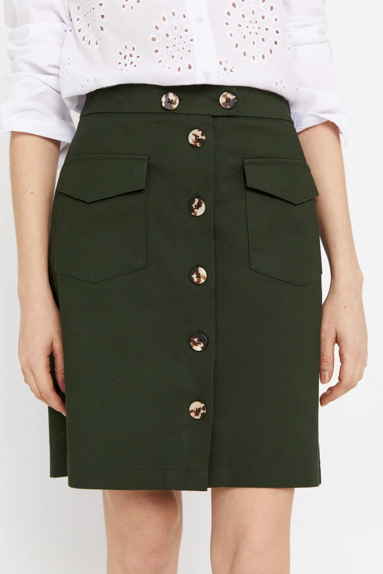 Cortefiel Falda De Pique Kaki New