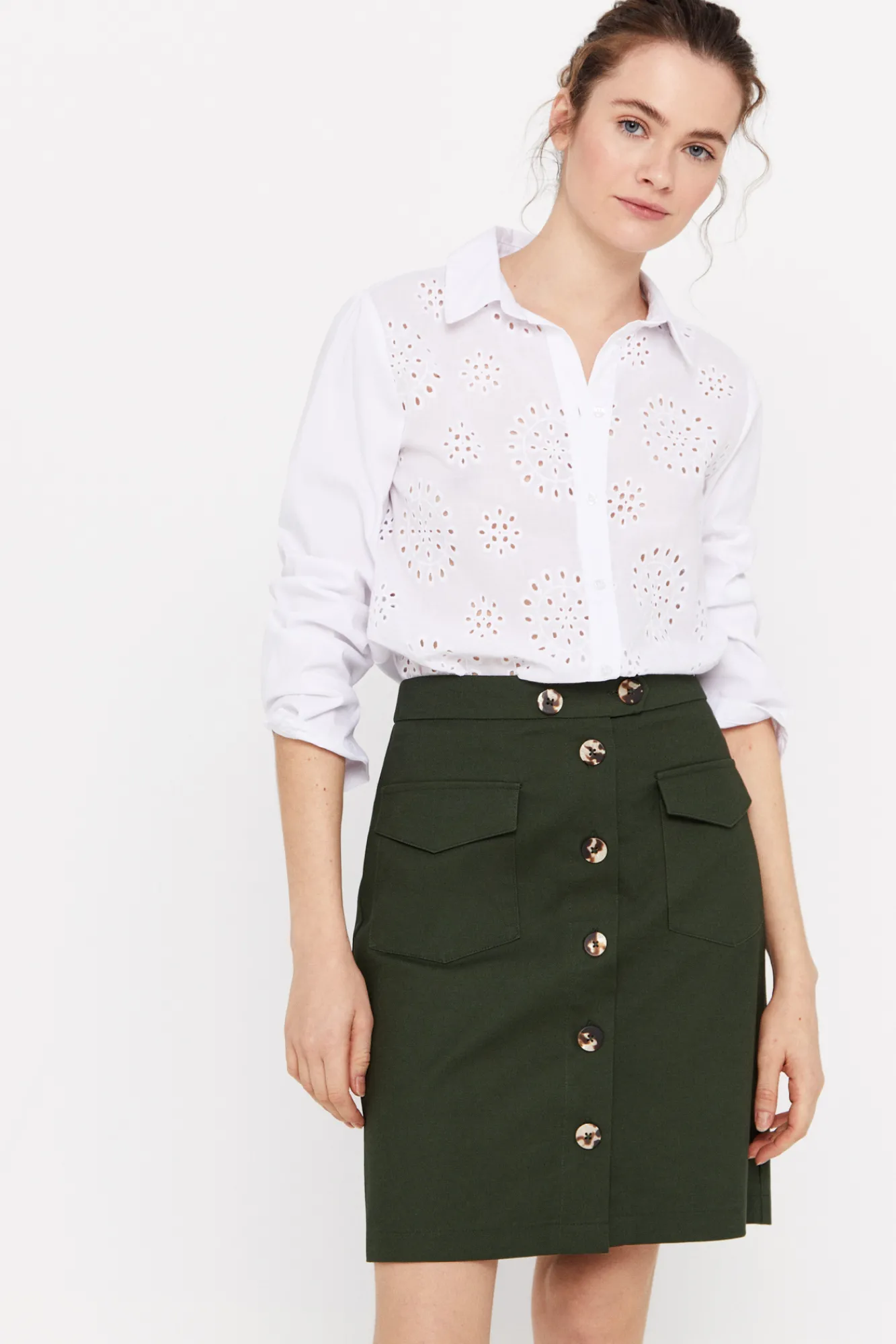 Cortefiel Falda De Pique Kaki New