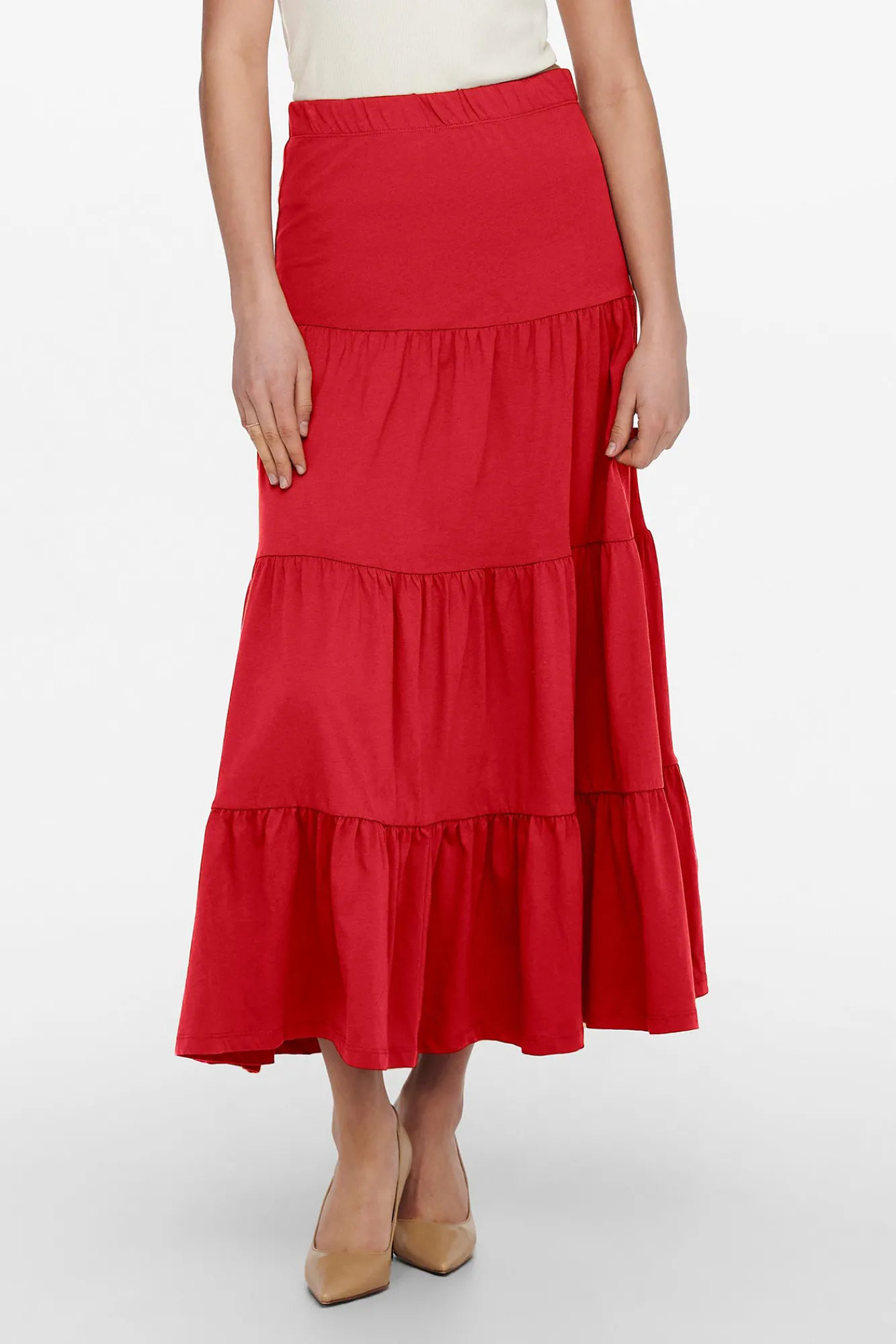 Only Falda Larga Rojo Hot