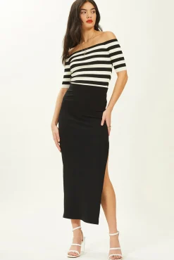 Pimkie Falda Larga Con Volante Negro Hot