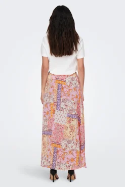 Only Falda Larga Estampada Morado Clearance