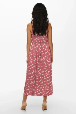 Only Falda Larga Estampada Rojo Sale