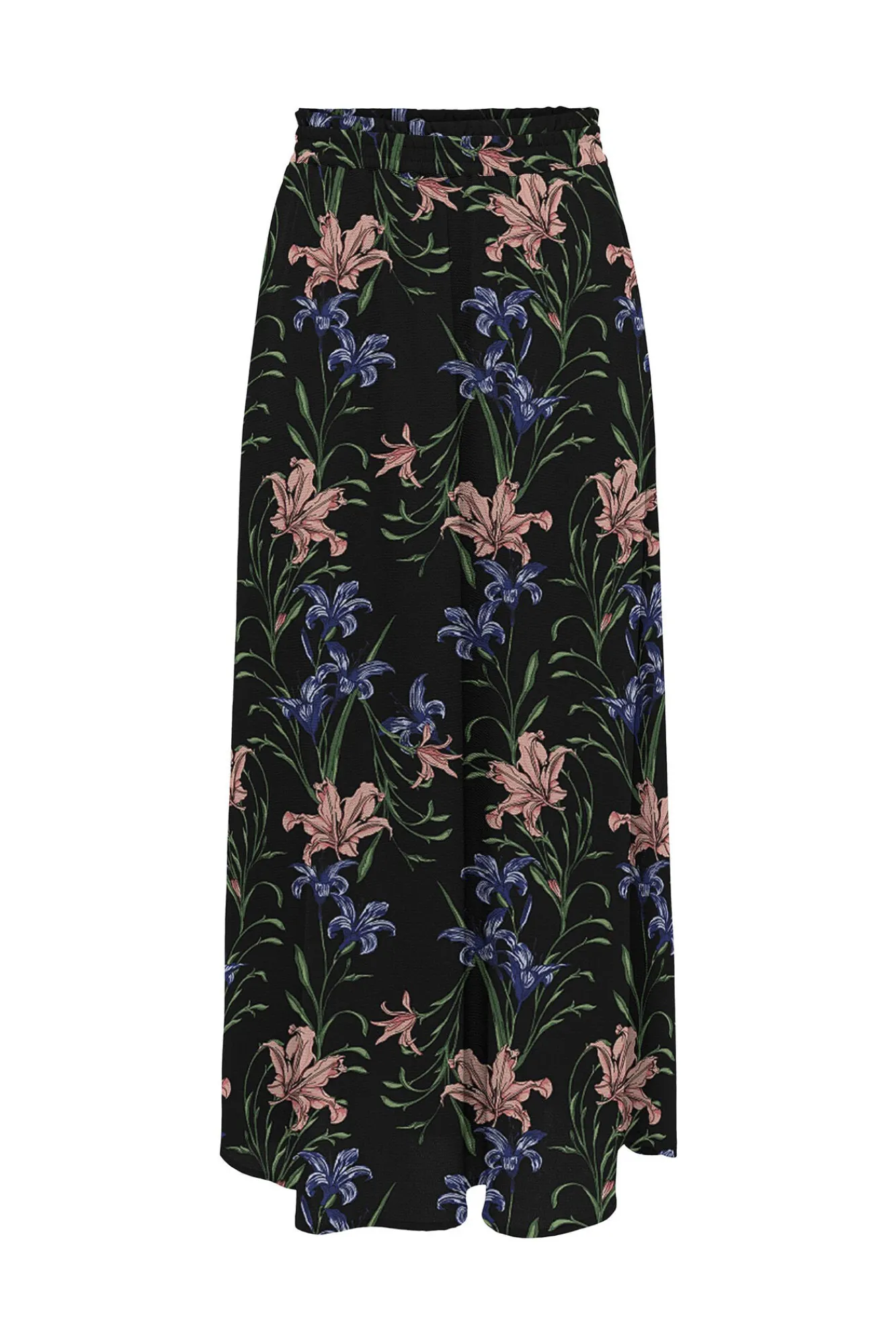 Only Falda Larga Estampada Cintura Elastica Negro Discount