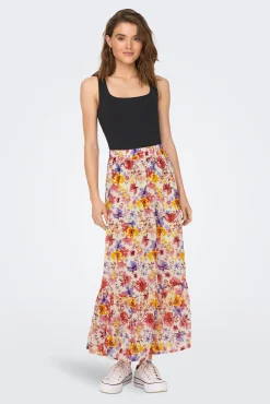 Only Falda Larga Fluida Rosa Online