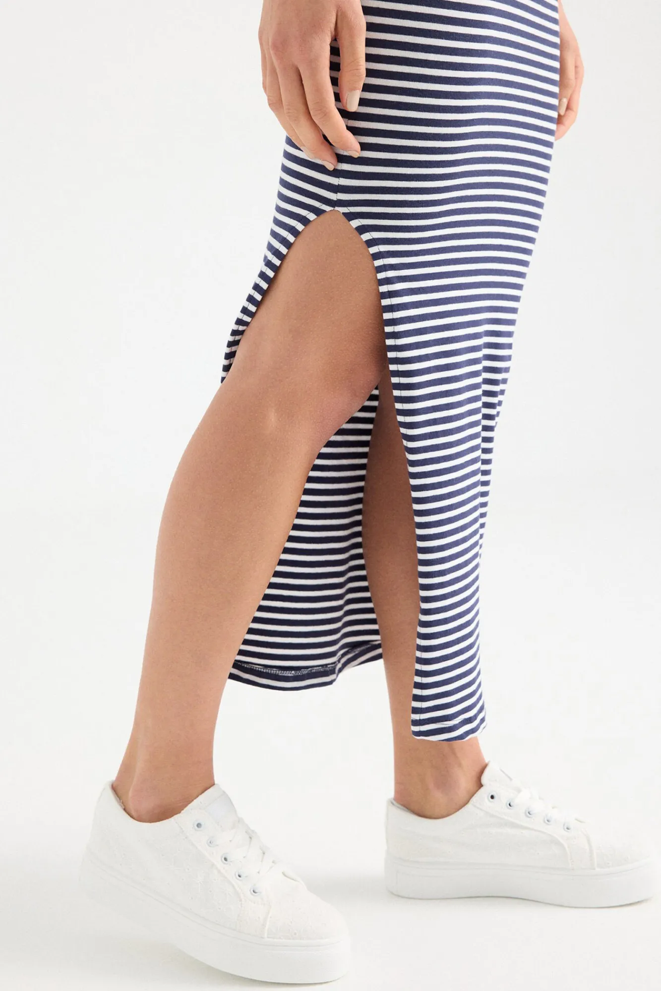 Inside Falda Larga Punto Rayas Navy Best