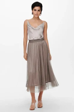 Only Falda Larga Tul Gris Medio Hot