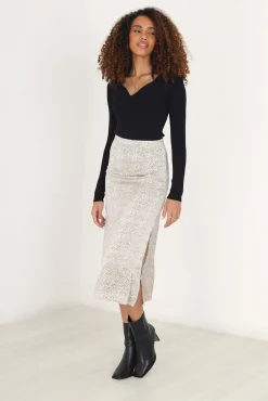Brave Soul Falda Maxi Con Print De Puntos Estampado Tostado Sale