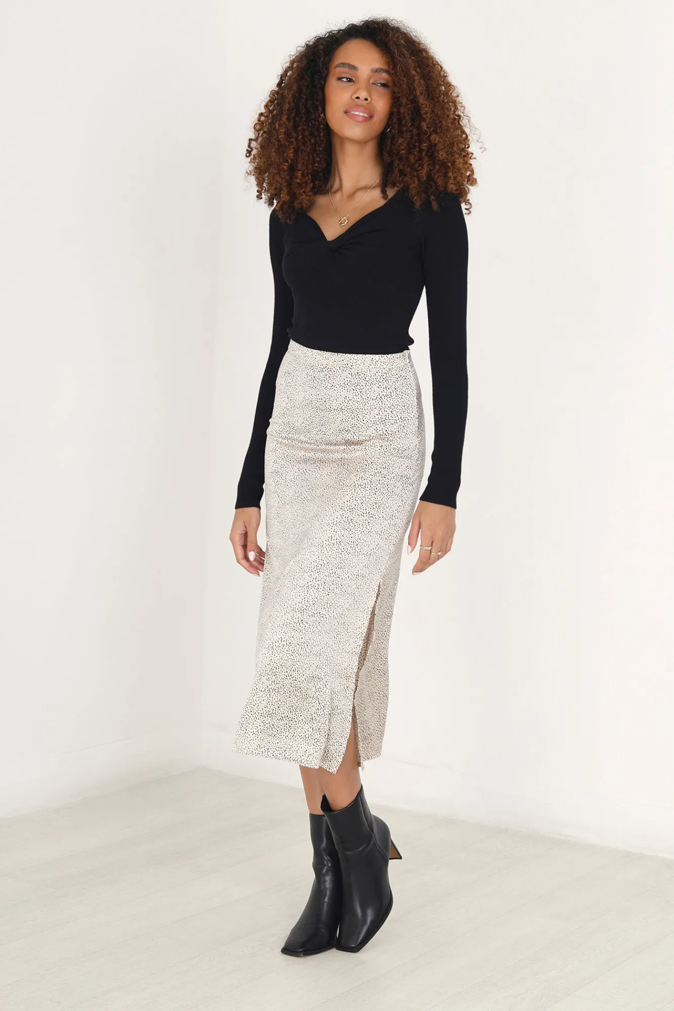 Brave Soul Falda Maxi Con Print De Puntos Estampado Tostado Sale