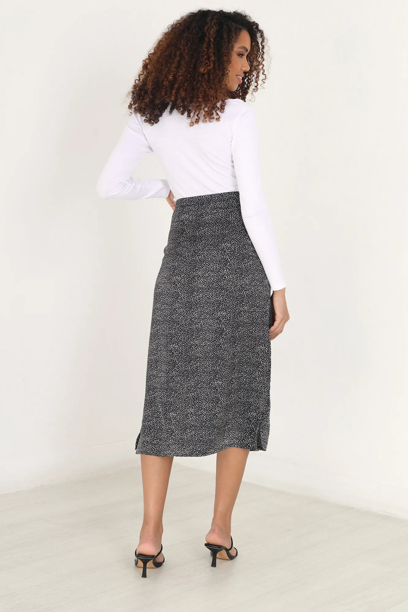 Brave Soul Falda Maxi Con Print De Puntos Negro Discount