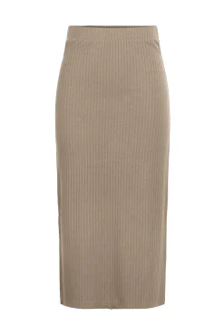 Pieces Falda Midi Marron Hot