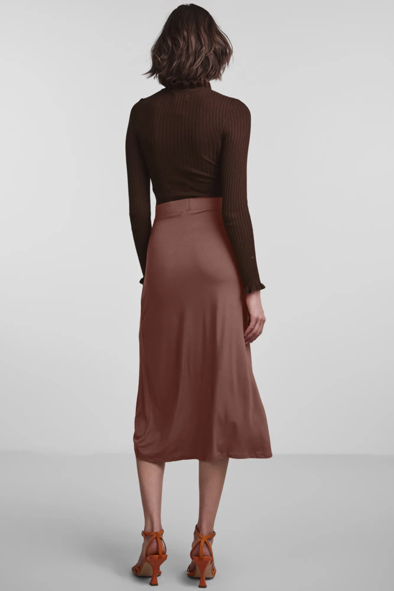 Pieces Falda Midi Con Cierre En Forma De Lazo. Rojo Best