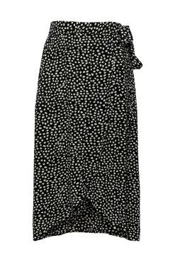 Pieces Falda Midi Cruzada. Negro New
