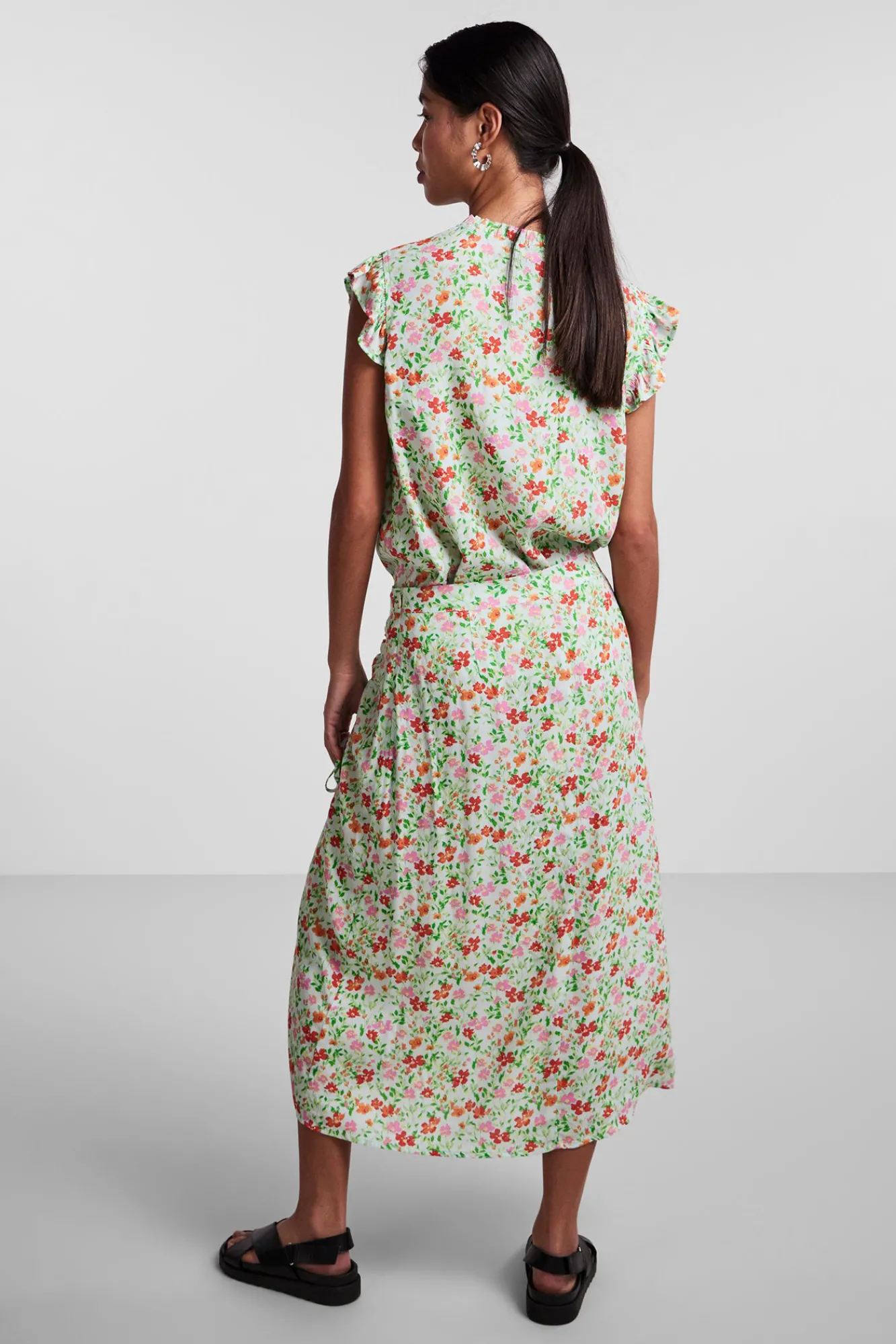Pieces Falda Midi De Mujer Turquesa Outlet
