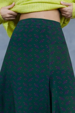Slowlove Falda Midi Estampada Estampado Verde Online