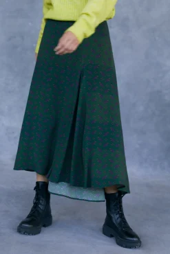 Slowlove Falda Midi Estampada Estampado Verde Online