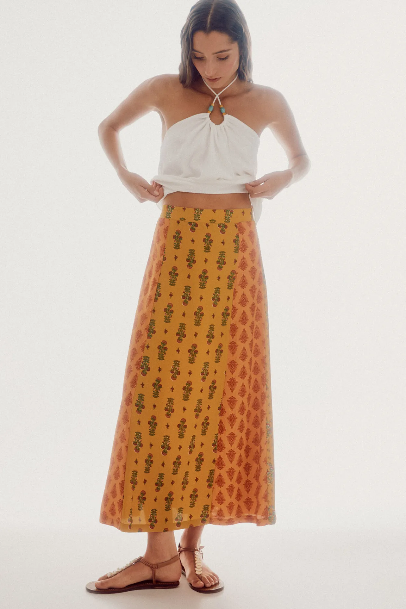 Slowlove Falda Midi Estampada Multicolor Outlet