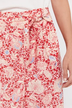 Cortefiel Falda Midi Estampada Estampado Rojo