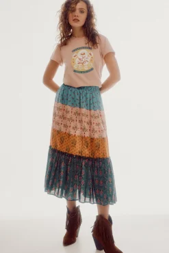 Slowlove Falda Midi Estampada Multicolor Best