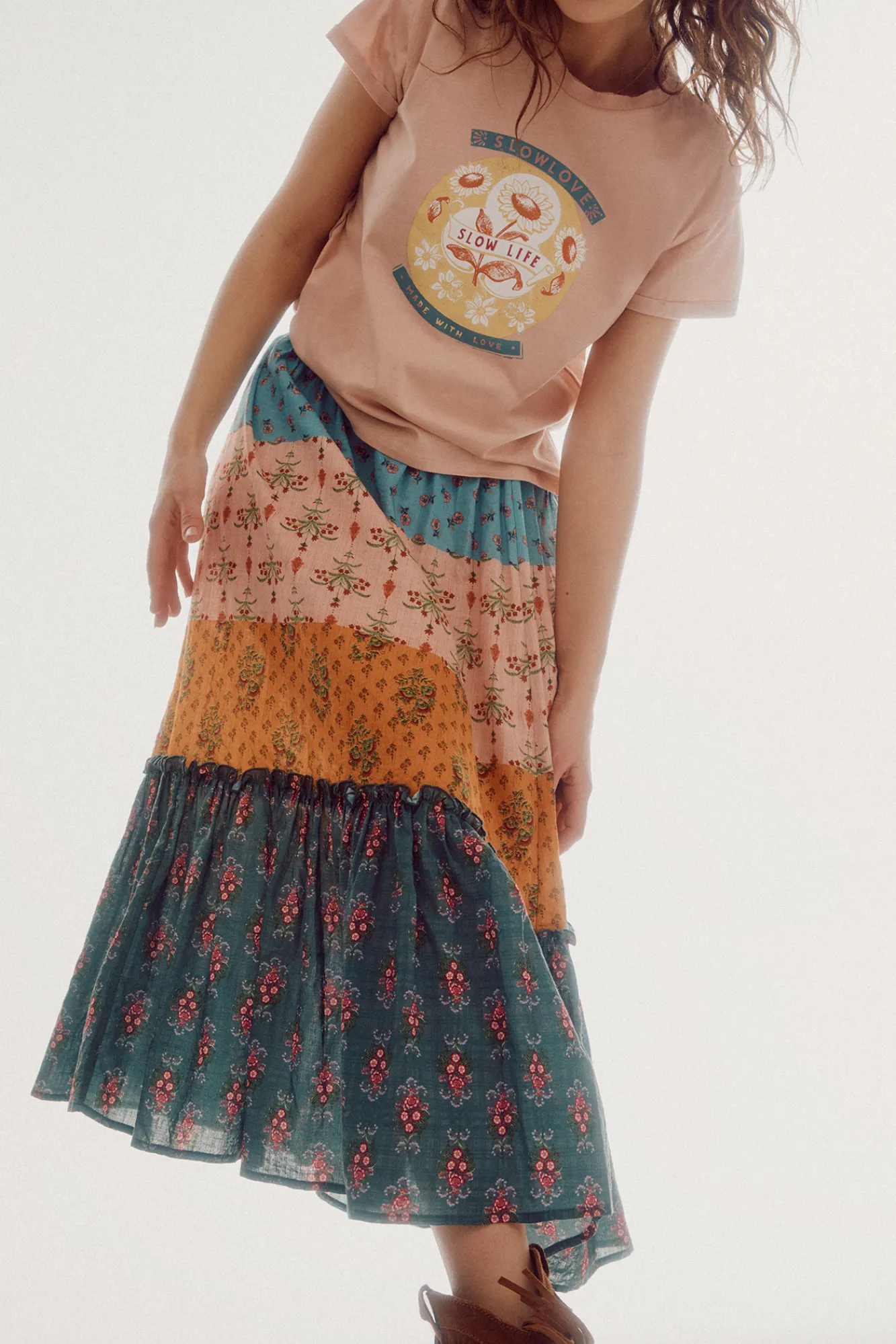 Slowlove Falda Midi Estampada Multicolor Best
