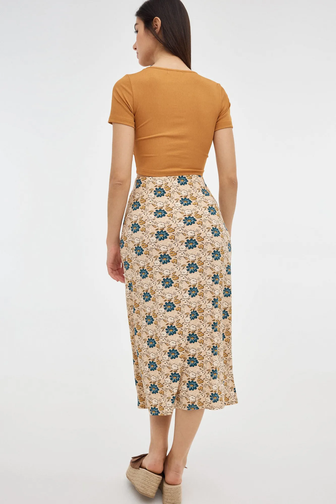 Inside Falda Midi Print Ajustada Multicolor Hot