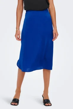 Only Falda Midi Satinada Azul Medio Discount