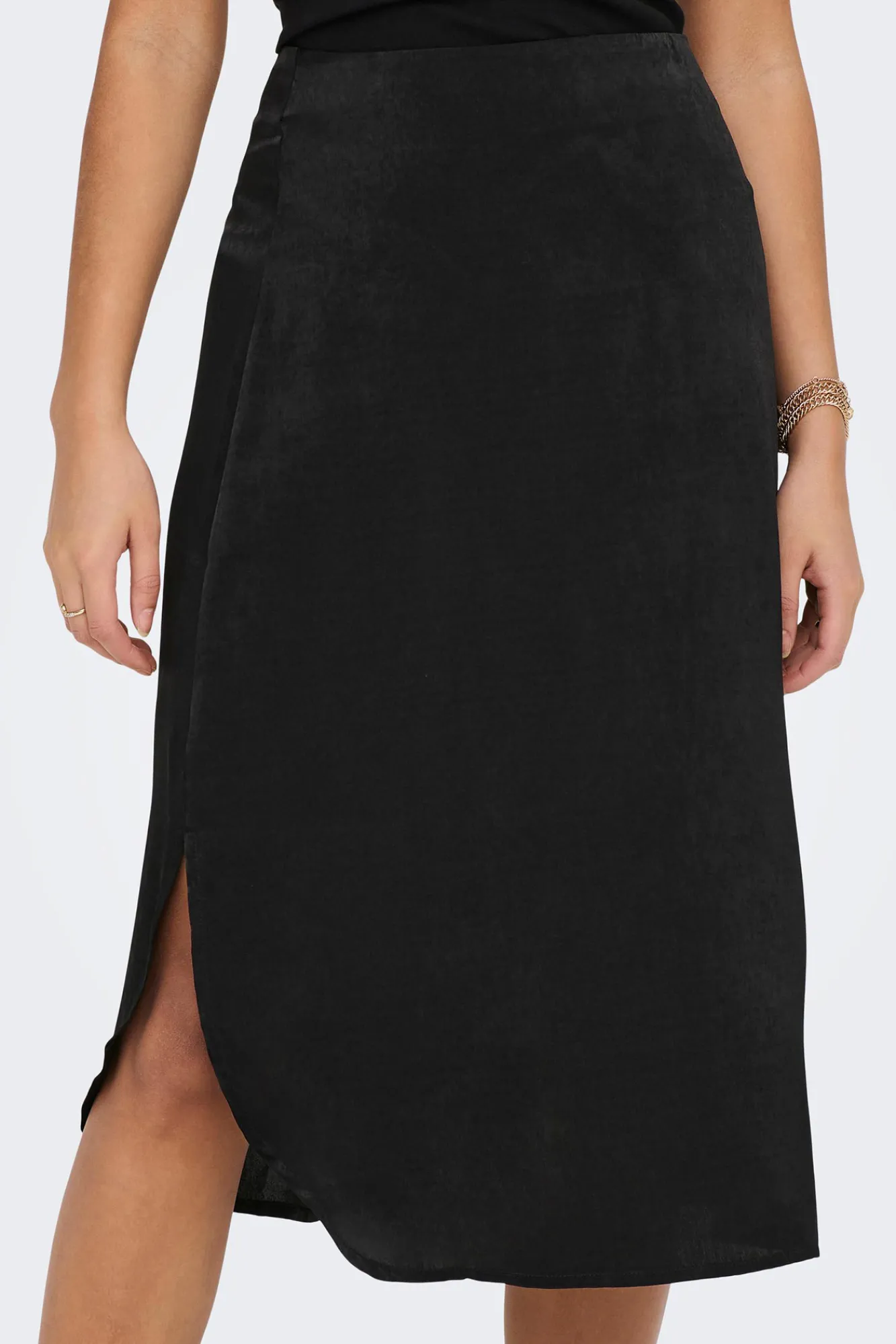 Only Falda Midi Satinada Negro Online