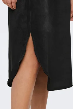 Only Falda Midi Satinada Negro Online