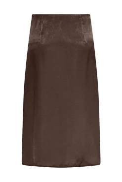 Only Falda Midi Satinada Marron Claro Online