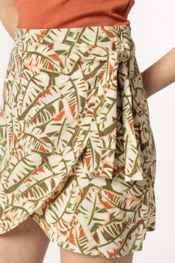 Tiffosi Falda Mini Cruzada Con Nudo Estampada Verde