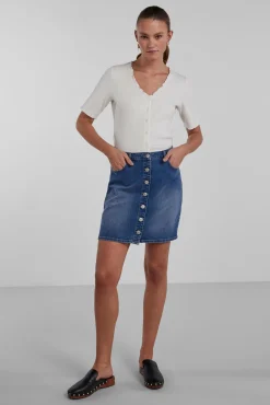 Pieces Falda Mini Denim Azul Medio Discount