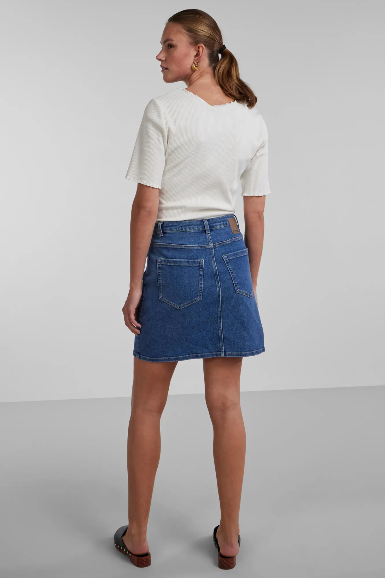 Pieces Falda Mini Denim Azul Medio Discount