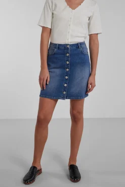 Pieces Falda Mini Denim Azul Medio Discount