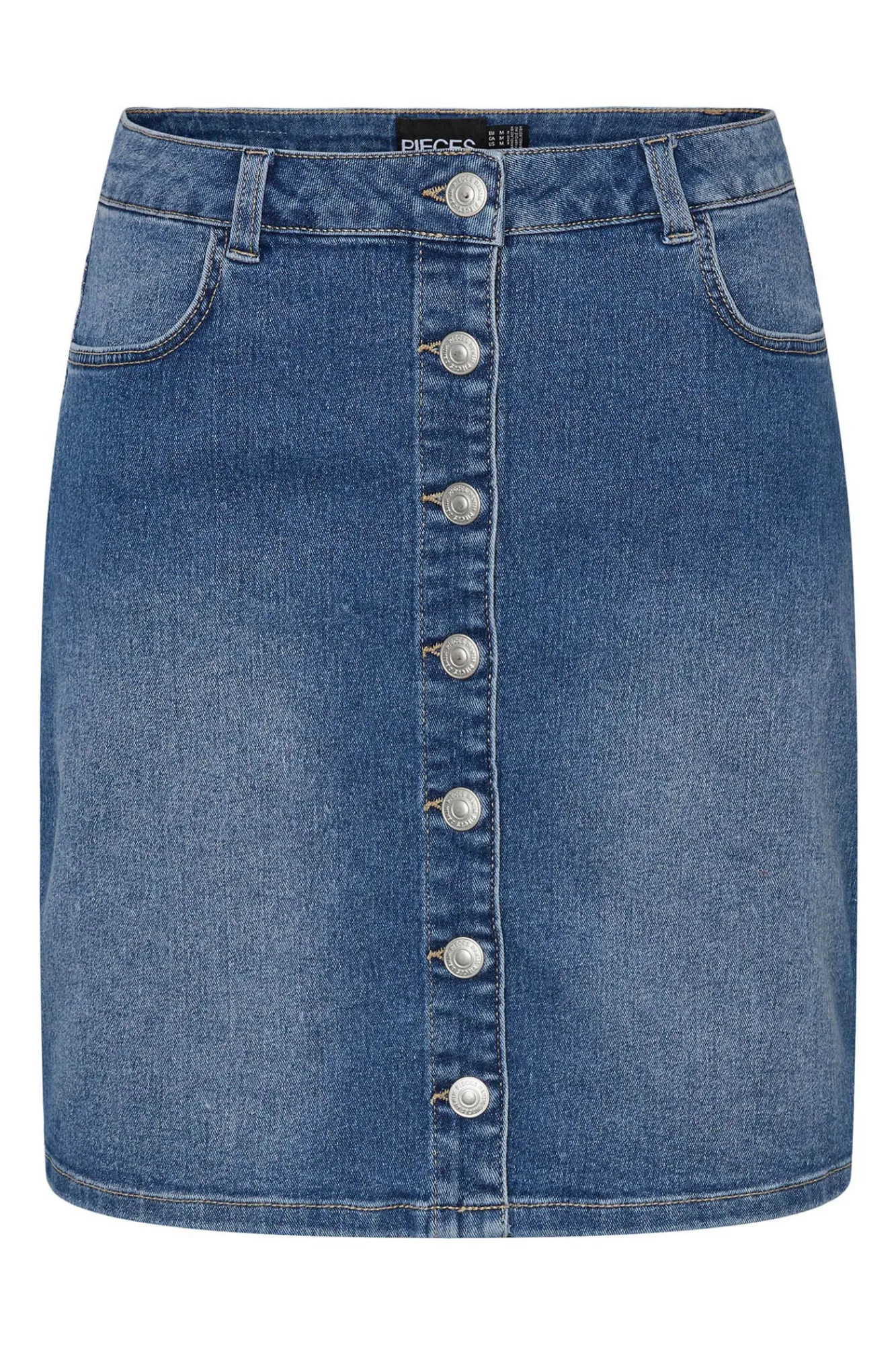Pieces Falda Mini Denim Azul Medio Discount