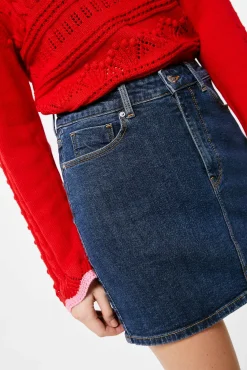 * Falda Mini Denim Azul Medio Hot