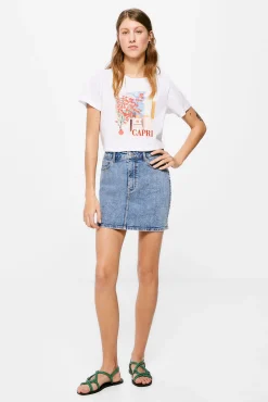 * Falda Mini Denim Azul Medio Outlet