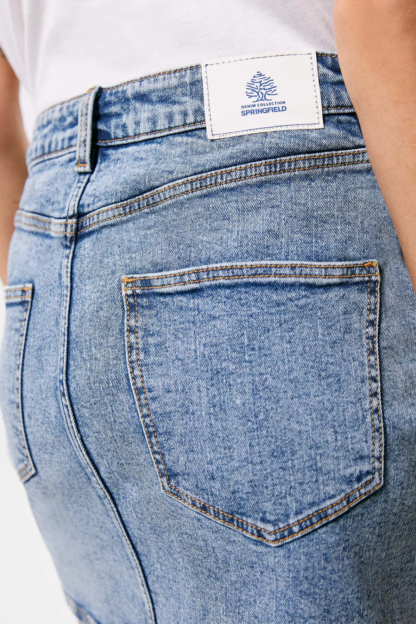 * Falda Mini Denim Azul Medio Outlet