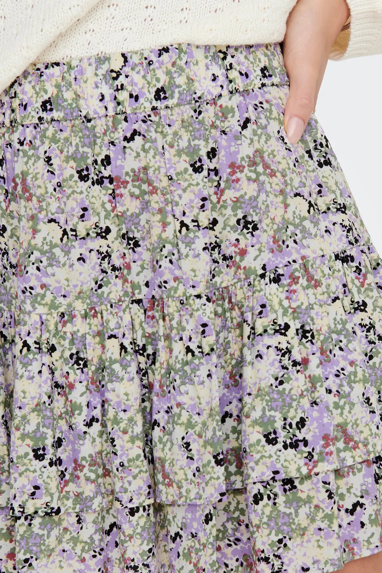 JDY Falda Mini Estampada Blanco Discount