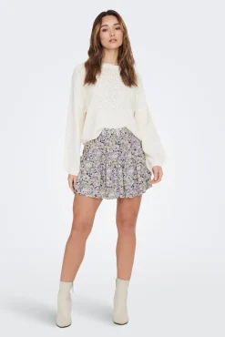 JDY Falda Mini Estampada Blanco Discount