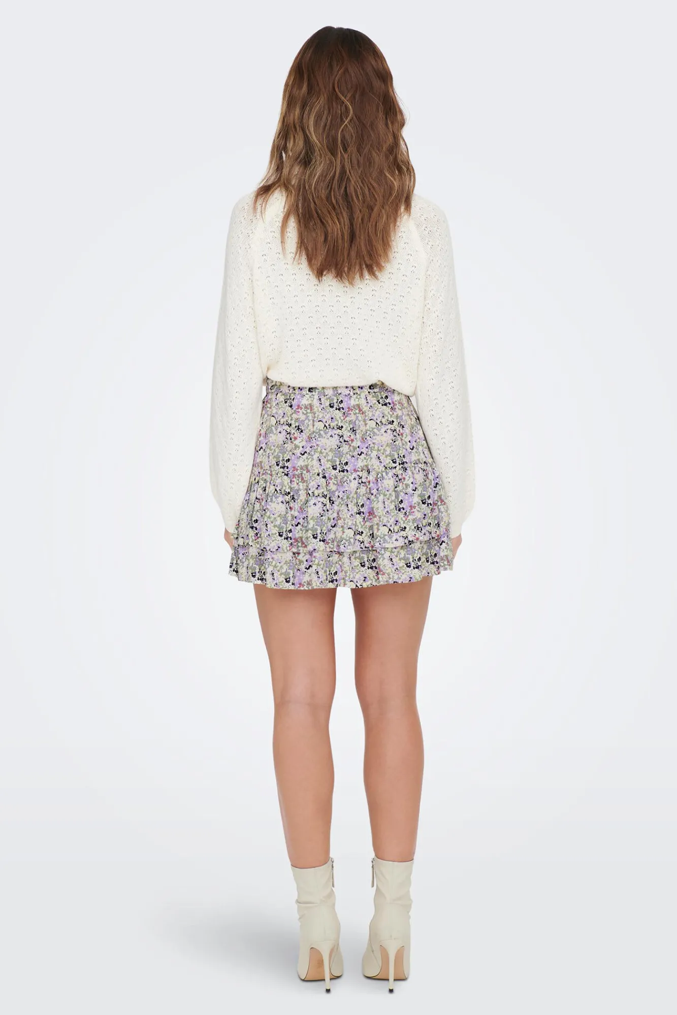 JDY Falda Mini Estampada Blanco Discount
